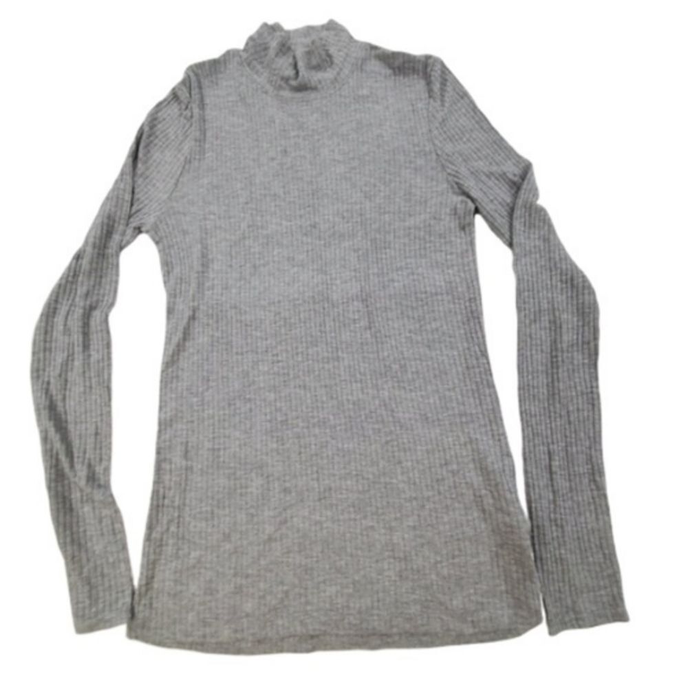 Catherine Malandrino Top S Gray Ribbed Turtleneck